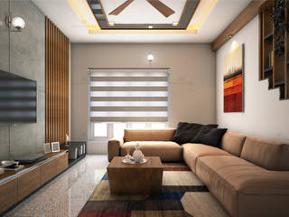 Interior designers in Kochi, Kerala, Monnaie Architects & Interiors Monnaie Architects & Interiors クラシックデザインの リビング