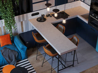 Апартаменты Loft & Wood, Suiten7 Suiten7 Industrial style kitchen Blue