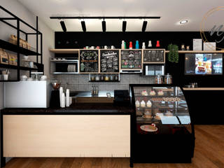 PROYECTO CAFETERIA RED HEAD COFFEE SHOP , NF Diseño de Interiores NF Diseño de Interiores Espaços comerciais