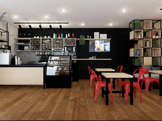 PROYECTO CAFETERIA RED HEAD COFFEE SHOP , NF Diseño de Interiores NF Diseño de Interiores Industriële autodealers Gastronomie