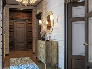 Дизайн коттеджа 100 кв. м в классическом стиле, ЕвроДом ЕвроДом Classic style corridor, hallway and stairs