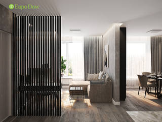 Дизайн двухкомнатной квартиры 50 кв. м в современном стиле. Фото проекта, ЕвроДом ЕвроДом Living room