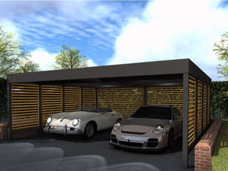 Double carport for Classic Car Enthusiast, wearemodern limited wearemodern limited Yanları açık garaj Demir/Çelik