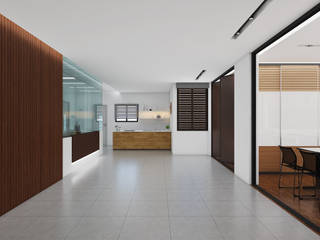 Community centre design in contemporary neutral style , Rhythm And Emphasis Design Studio Rhythm And Emphasis Design Studio Modern Corridor, Hallway and Staircase