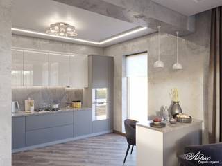 Дизайн кухни-гостиной в частном доме (д.Брусилово), Дизайн-студия "Абрис" Дизайн-студия 'Абрис' Кухня в стиле минимализм
