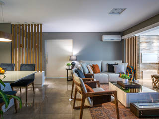 Projeto de apartamento, BRUNA ZAGONEL ARQUITETURA BRUNA ZAGONEL ARQUITETURA Salas de estar modernas