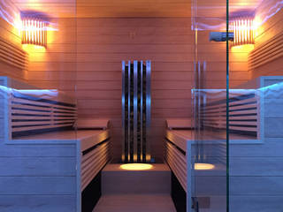 Individuelle Sauna mit besonderem Lichteffekt | KOERNER Saunamanufaktur, KOERNER SAUNABAU GMBH KOERNER SAUNABAU GMBH サウナ