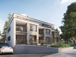 3D Architekturvisualisierung des Mehrfamilienhauses in Hamburg für ein Bauschild., Render Vision Render Vision
