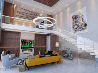 Gayrettepe Loft - Istanbul / Turkey, Sia Moore Archıtecture Interıor Desıgn Sia Moore Archıtecture Interıor Desıgn Modern living room گلاس Yellow