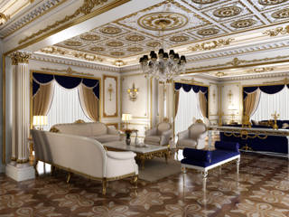 Private Villa - Riyadh / Saudi Arabia, Sia Moore Archıtecture Interıor Desıgn Sia Moore Archıtecture Interıor Desıgn Living room ٹھوس لکڑی Blue