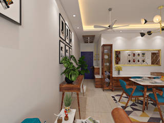 Mid-Century Modern Living Room, Paimaish Paimaish Moderne Wohnzimmer Massivholz Mehrfarbig