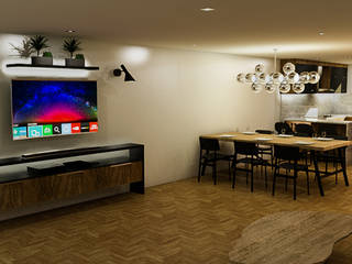 Diseño de planta principal y ubicación de luminarias, Madrid, Sixty9 3D Design Sixty9 3D Design Phòng khách Wood effect