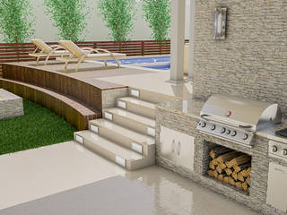 Piscina personalizada y área de Barbacoa Orlando Fl, Sixty9 3D Design Sixty9 3D Design Modern pool
