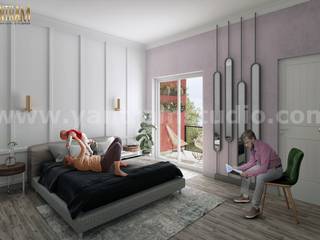 Modern Master Bedroom ideas of 3D Interior Designers by Architectural Studio, Paris – France, Yantram Animation Studio Corporation Yantram Animation Studio Corporation Nowoczesna sypialnia Cegły