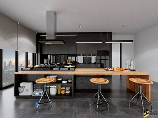ผลงานการออกแบบห้องครัว ห้องทำเบเกอรี่, Bcon Interior Bcon Interior Cocinas de estilo ecléctico Madera maciza Multicolor