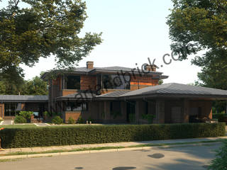 Дом в стиле Райта площадью 580 кв.м. , Архитектурное бюро Art&Brick Архитектурное бюро Art&Brick Casas minimalistas