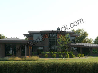 Дом в стиле Райта площадью 580 кв.м. , Архитектурное бюро Art&Brick Архитектурное бюро Art&Brick Maisons minimalistes
