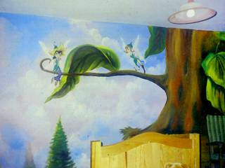 Murales artísticos infantiles , DD: ARTE, DISEÑO Y MURALISMO DD: ARTE, DISEÑO Y MURALISMO Kız çocuk yatak odası Beton