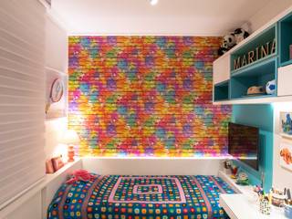 Dormitório RKP, Bloco Z Arquitetura Bloco Z Arquitetura Modern Bedroom MDF Multicolored