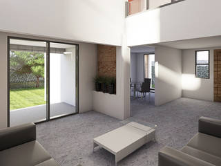 PROYECTO DE DISEÑO DE VIVIENDA EN EL ESTADO DE OAXACA, AM ARQUITECTOS AM ARQUITECTOS Minimalist living room Reinforced concrete