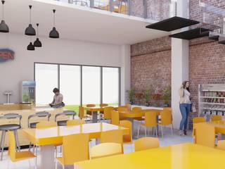 REMODELACIÓN CAFÉ COLOMBIA, AM ARQUITECTOS AM ARQUITECTOS ห้องทานข้าว อิฐหรือดินเผา