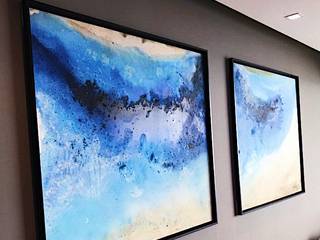 Arte abstrata Deep Blue 1,1x0,9m Juliana Tang Design Mais espaços Azul Imagens e pinturas
