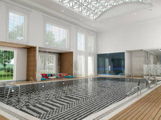 Club House - Doha / Qatar, Sia Moore Archıtecture Interıor Desıgn Sia Moore Archıtecture Interıor Desıgn Swimming pond سرامک Black