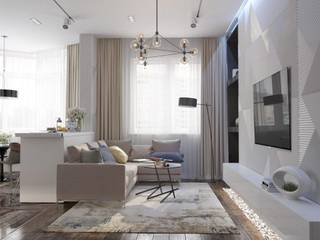 Квартира в ЖК «Гороховский 12», Студия дизайна "INTSTYLE" Студия дизайна 'INTSTYLE' Scandinavian style living room