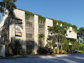 PROYECTO DE DEPARTAMENTOS TIKAL, ARQUITECTURA AC+1 ARQUITECTURA AC+1 منازل التراس حجر