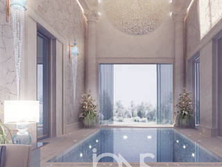 Refreshing Roman Style Indoor Pool – Design Ideas from IONS Design, IONS DESIGN IONS DESIGN Giardino con piscina Pietra