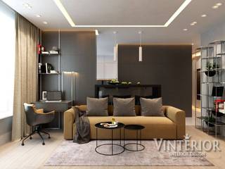 Modern flat for young family, Vinterior - дизайн интерьера Vinterior - дизайн интерьера ห้องนั่งเล่น