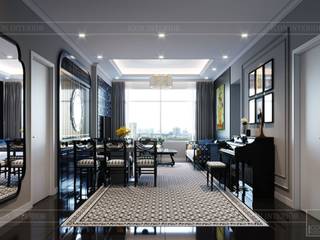 PHONG CÁCH ĐÔNG DƯƠNG - Một vẻ đẹp thuần túy trong Thiết kế căn hộ Saigon Pearl , ICON INTERIOR ICON INTERIOR Living room
