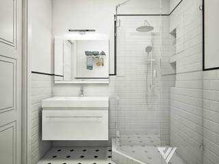 Grey&White one room flat, Vinterior - дизайн интерьера Vinterior - дизайн интерьера Casas de banho modernas