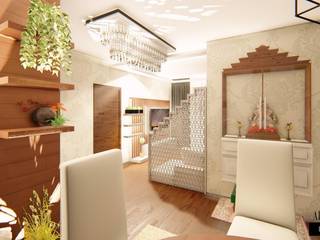 Premium Interior Design for a 3 BHK Apartment at Mantri Serene Chennai, Aikaa Designs Aikaa Designs 現代風玄關、走廊與階梯 合板