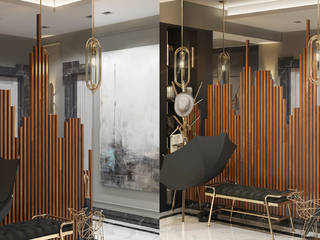 A Luxury Loft Project Brighten Up By DelightFULL Thanks to Mahir Shahmar, DelightFULL DelightFULL Modern corridor, hallway & stairs Copper/Bronze/Brass