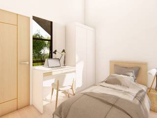 2-Storey Scandinavian-Inspired Residence, Structura Architects Structura Architects Küçük Yatak Odası Beyaz
