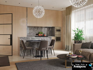 Dream house - дизайн дома в современном стиле , Дизайн студия "Акварель" Дизайн студия 'Акварель' Built-in kitchens Marble