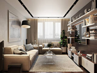 Квартира в ЖК «1147», Студия дизайна "INTSTYLE" Студия дизайна 'INTSTYLE' Scandinavian style living room Wood Wood effect