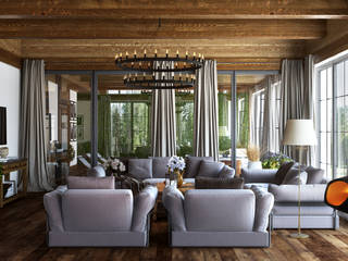 Guesthouse with SPA, mlynchyk interiors mlynchyk interiors Rustic style living room