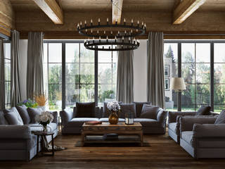 Guesthouse with SPA, mlynchyk interiors mlynchyk interiors Rustic style living room