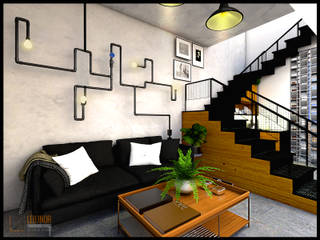 tiny house industrial, CV Leilinor Architect CV Leilinor Architect Industrial style living room