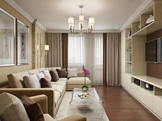 Квартира в ЖК «На Калитниковской» , Студия дизайна "INTSTYLE" Студия дизайна 'INTSTYLE' Living room لکڑی Wood effect