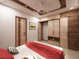 3BHK home design in Ghansoli, Mumbai , Square 4 Design & Build Square 4 Design & Build Modern Bedroom
