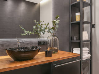 Apartament inspirowany stylem New York, ZAWICKA-ID Projektowanie wnętrz ZAWICKA-ID Projektowanie wnętrz Modern Bathroom Black