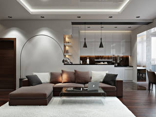 Квартира в ЖК «Лётчика Бабушкина 17» , Студия дизайна "INTSTYLE" Студия дизайна 'INTSTYLE' Scandinavian style living room Concrete