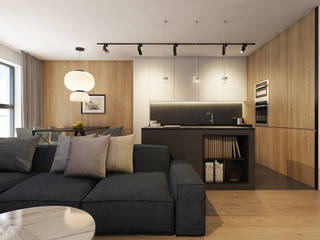 Apartament w Krakowie, TIKA DESIGN TIKA DESIGN Ruang Keluarga Modern