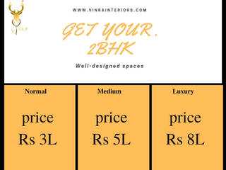 Complete 2BHK Interiors @2.99L /-, Vinra Interiors |Bangalore| Vinra Interiors |Bangalore| Maisons de plain-pied Contreplaqué