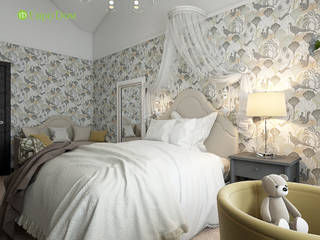Дизайн интерьера коттеджа 490 кв. м в современном стиле, ЕвроДом ЕвроДом ミニマルスタイルの 寝室