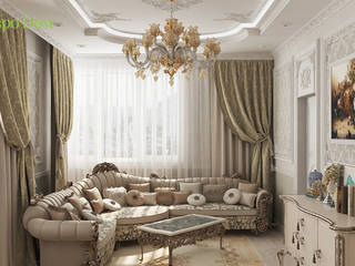 Дизайн трехкомнатной квартиры 120 кв. м в классическом стиле, ЕвроДом ЕвроДом Living room