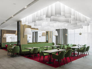 Оформление потолка в холле Hilton Hotel г. Новороссийск., Paper Design Paper Design Espaços comerciais